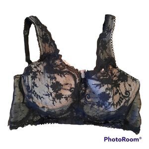 VICTORIA'S SECRET DREAM ANGELS LACE DOT MESH LONG LINE DEMI BRA